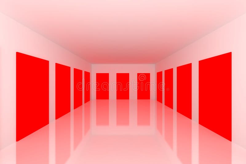 White Empty room with red door