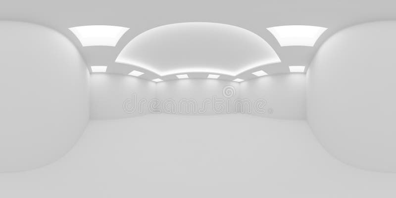 White empty room with square embedded ceiling lamps HDRI map