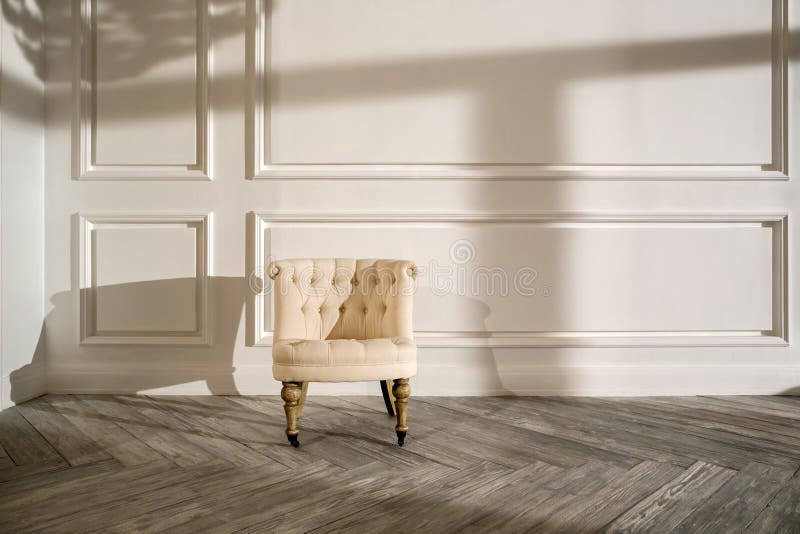 White empty room with vintage chair