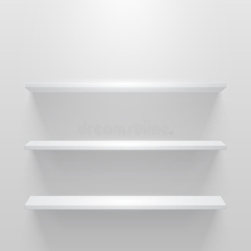 Download White Empty Shelf On White Wall. Vector Mockup Stock ...