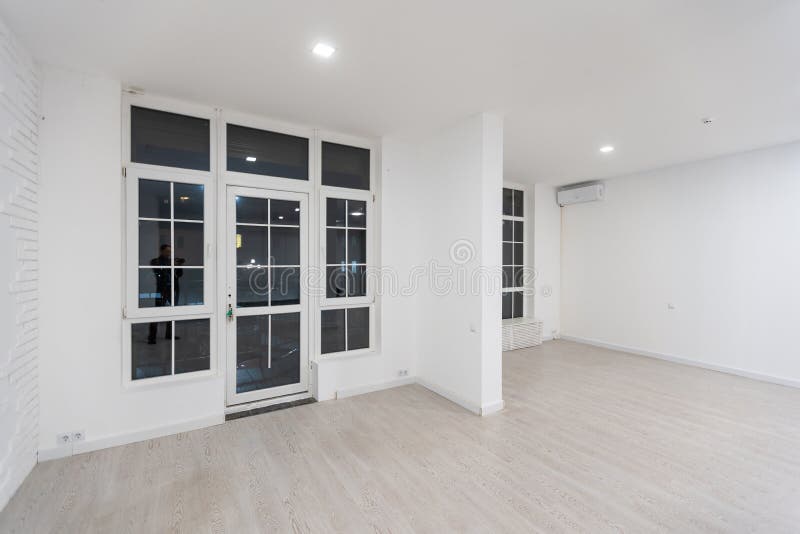 White empty space with ceiling and floor, loft style stock image