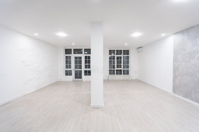 White empty space with ceiling and floor, loft style stock image