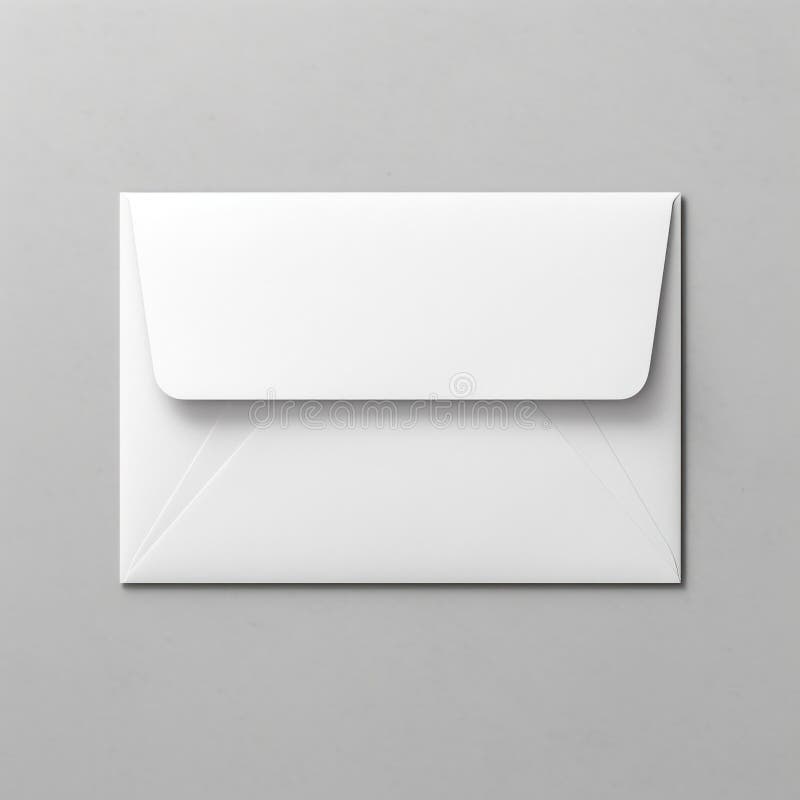 White envelope, on a gray background, ready for design, copy space royalty free illustration