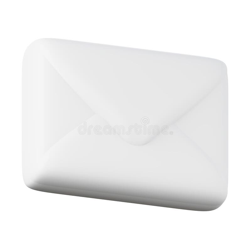 White envelope high quality 3D render illustration. Message notification concept icon. stock illustration