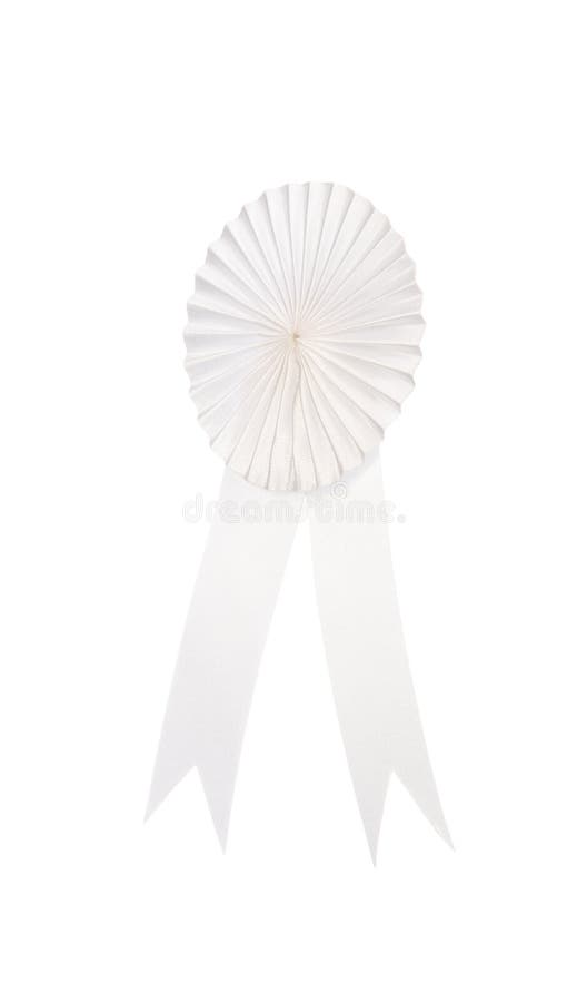 White Fabric Award Ribbon Isolated on White Stock Image Image of