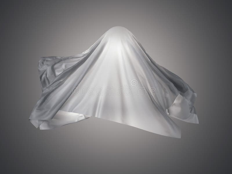 White fabric in shape a ghost. 3d rendering vector illustration