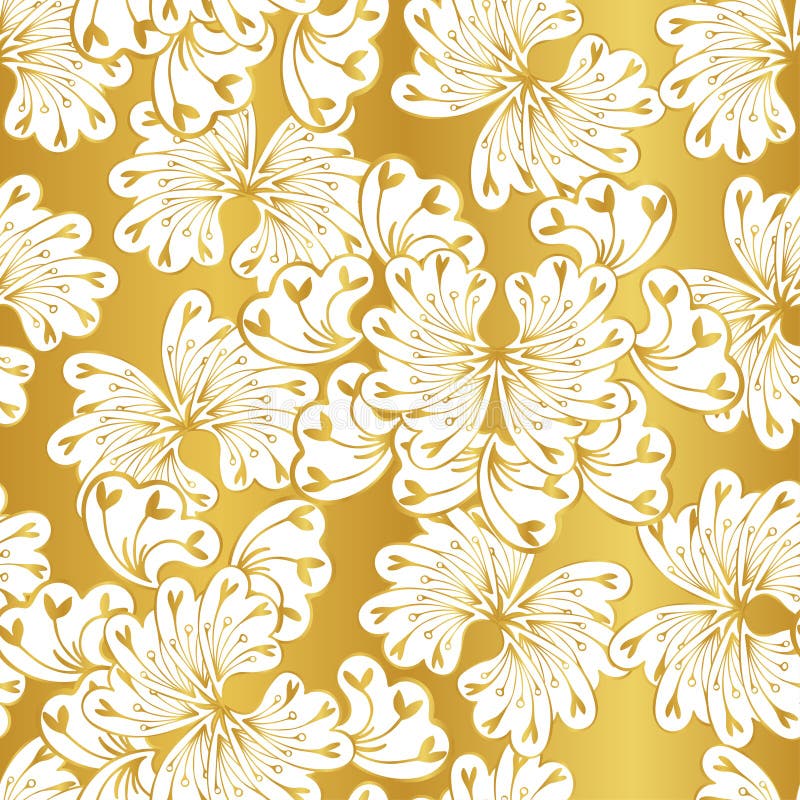 White fantasy flowers on a gold background vector illustration White fantasy flowers on a gold background vector illustration