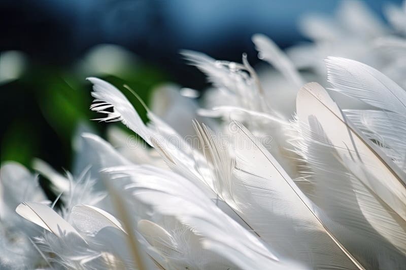 White Feathers Blowing in the Wind on a Summer Day Stock Photo Image