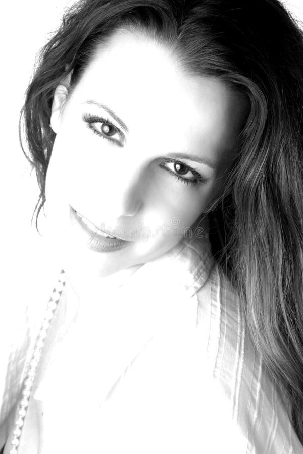 White Female with Pearls - High Contrast stock images
