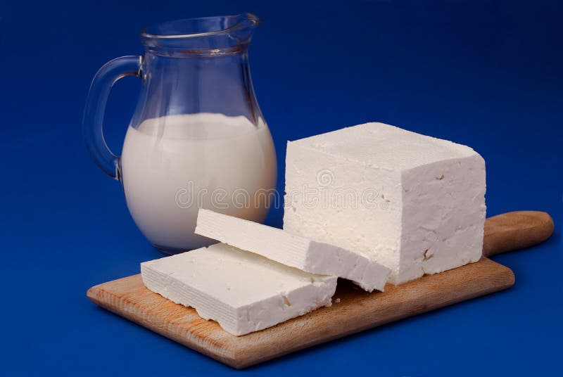 White feta cheese and milk