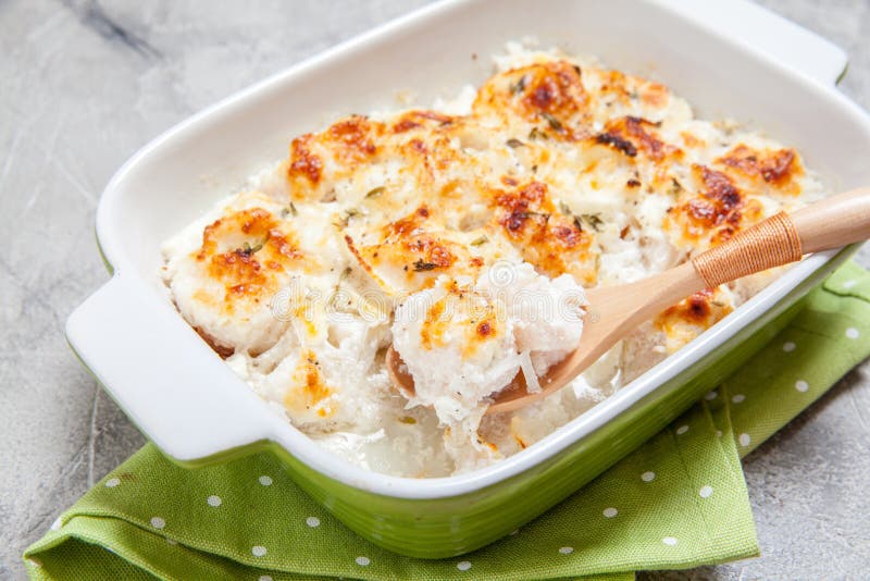 White fish casserole stock image. Image of closeup, baked 79426383