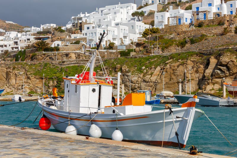 Mykonos. A fishing boat in the old port.