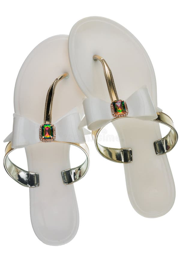 White Flip-flops with Rhinestones and Sunglass, Seashell, Starfish on ...