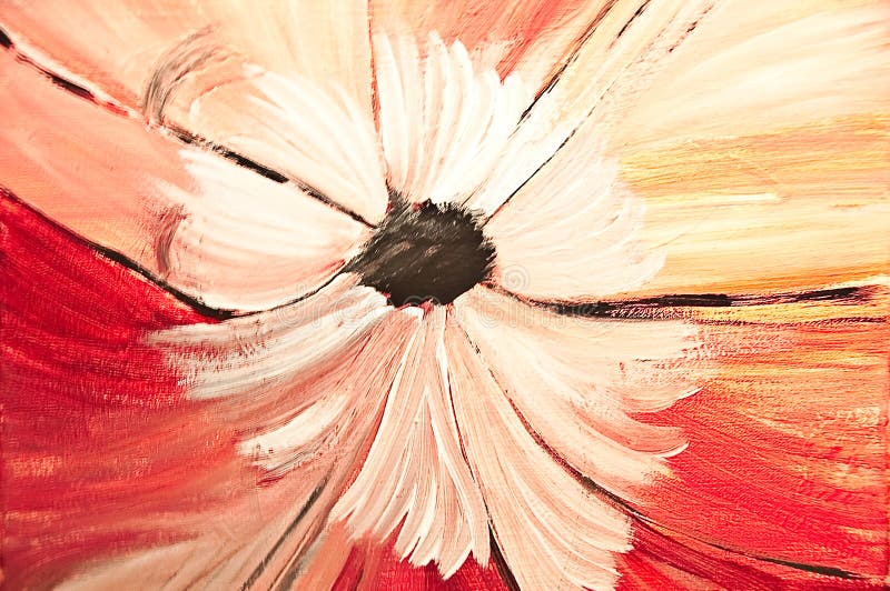 White Flower on Red Background Stock Illustration - Illustration of