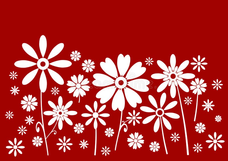 White flowers red banner stock illustration. Illustration of banner