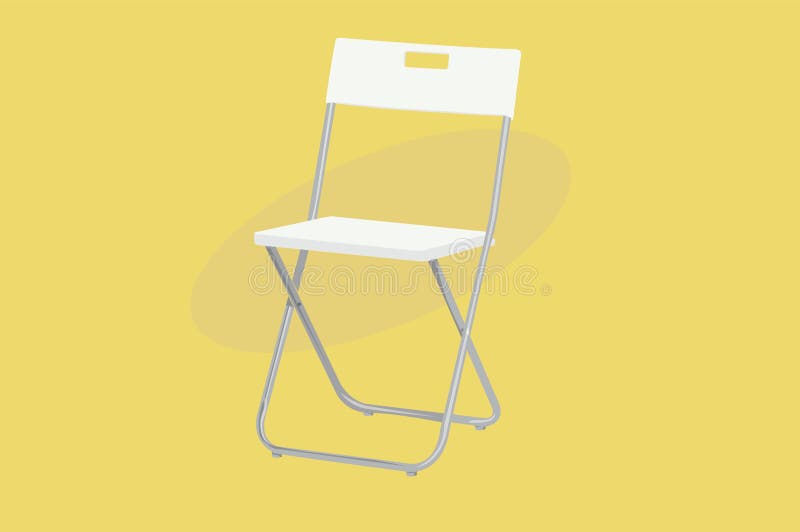White Folding Chair With Structure Of Aluminium Vector