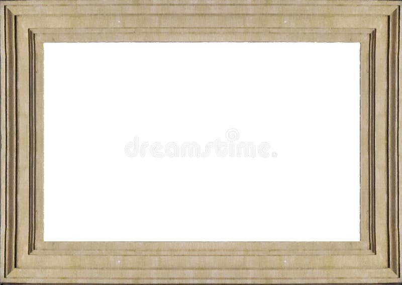 White Landscape Frame with Wooden Borders Stock Photo