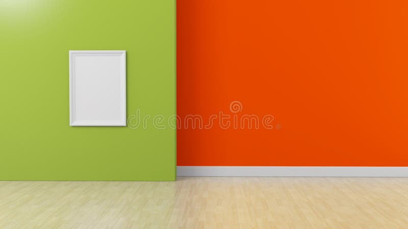 White frame on Green orange colored Interior background royalty free stock photos White frame on Green orange colored Interior background royalty free stock photos