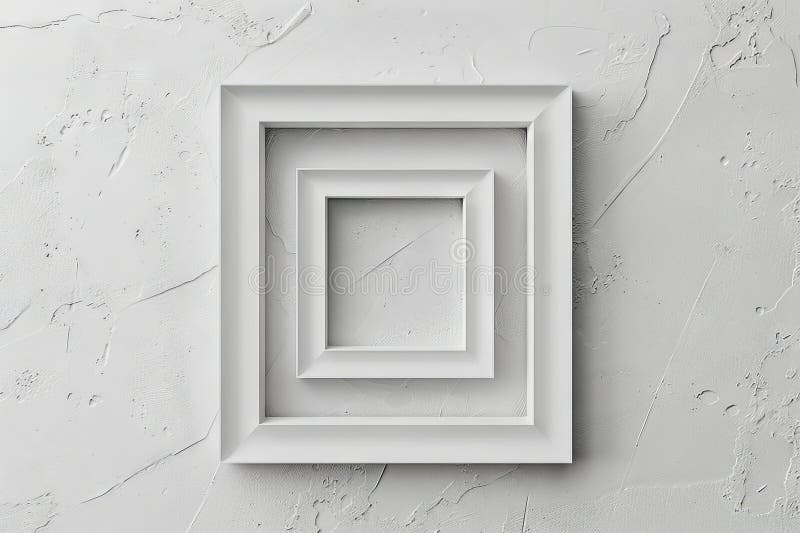 White Frame Texture Background, Realistic Square Frames, White Blank Picture Mockup Template stock photo