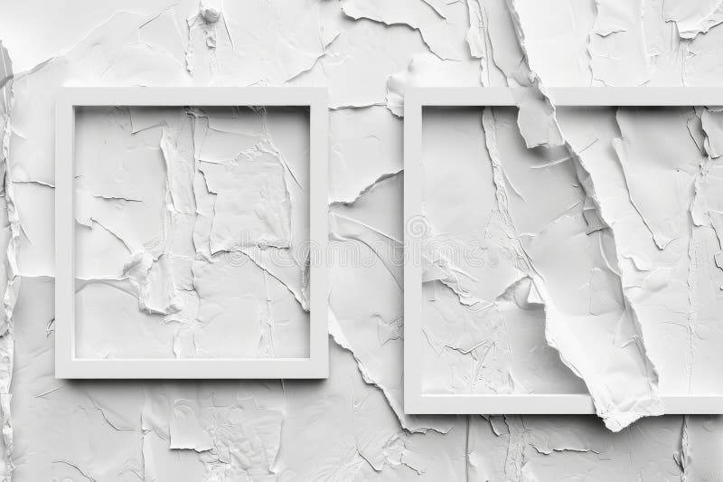 White Frame Texture Background, Realistic Square Frames, White Blank Picture Mockup Template stock photography
