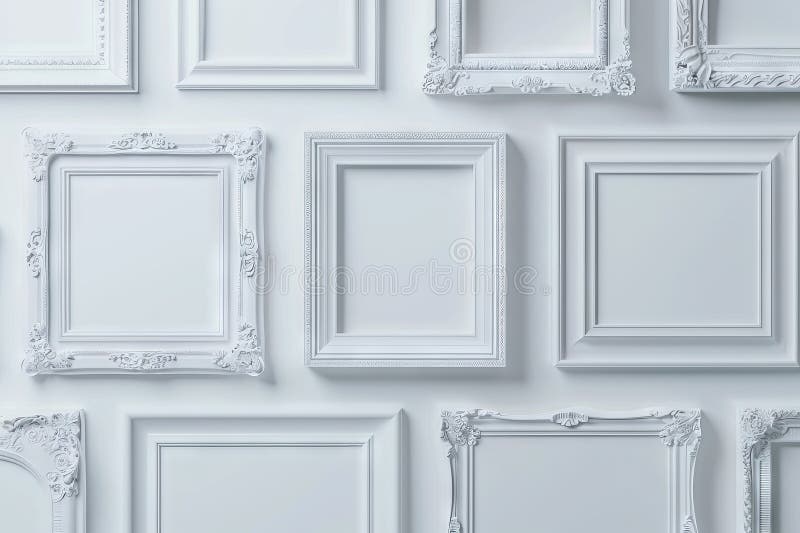 White Frame Texture Background, Realistic Square Frames, White Blank Picture Mockup Template vector illustration