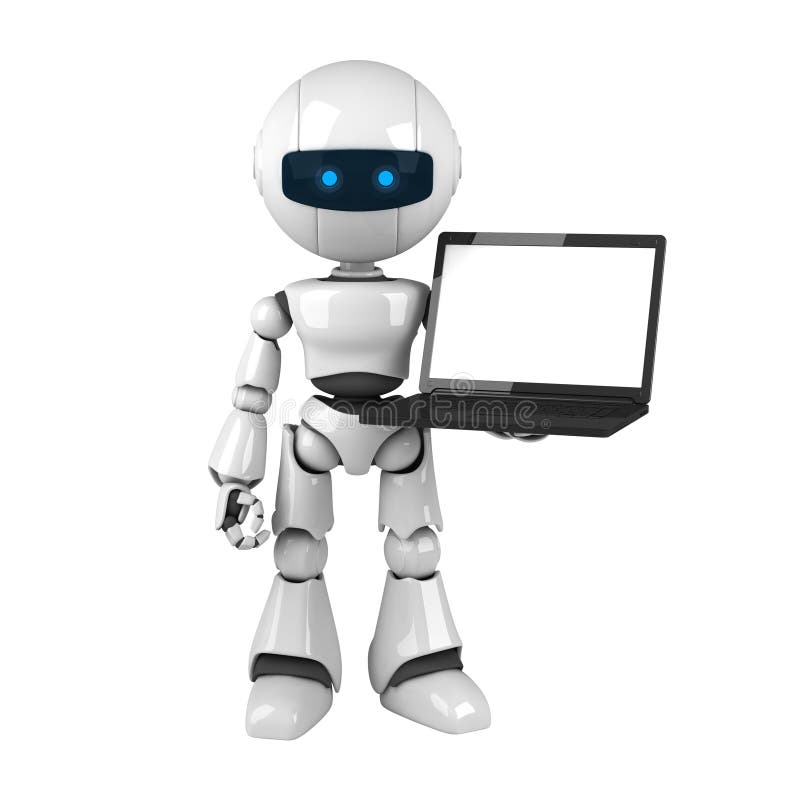 White för bärbar datorrobotstay stock illustrationer