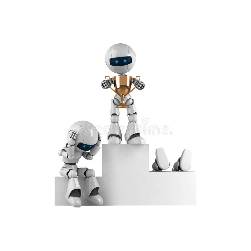 White för robotstaytrofé royaltyfri illustrationer