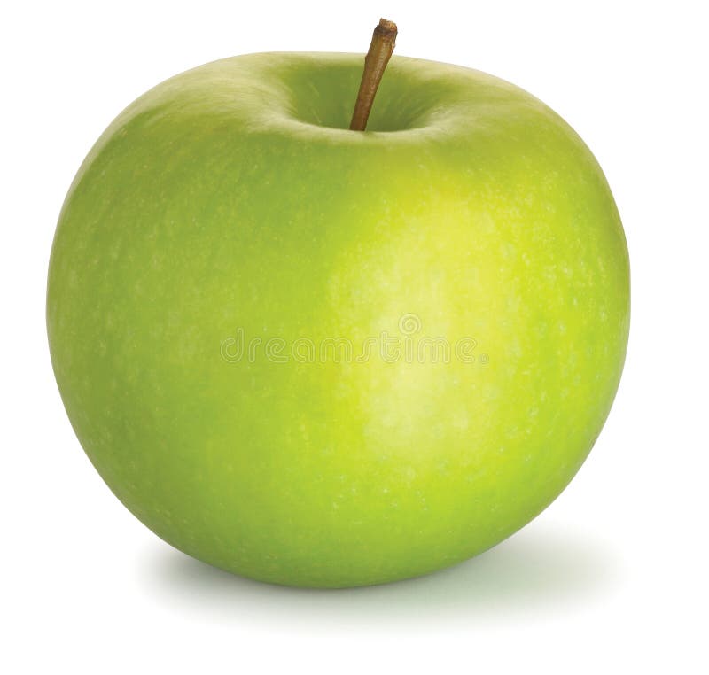 Tasty delicious green granny smith apple on a white background. Tasty delicious green granny smith apple on a white background