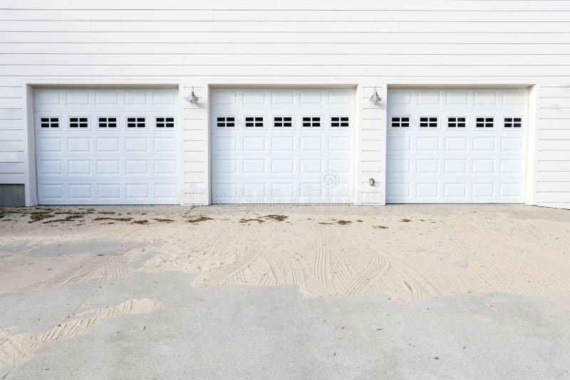 White Garage Door stock photo. Image of residence, handle 41700270