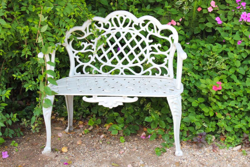 White garden chair stock photo. Image of flower, decoration 44530354