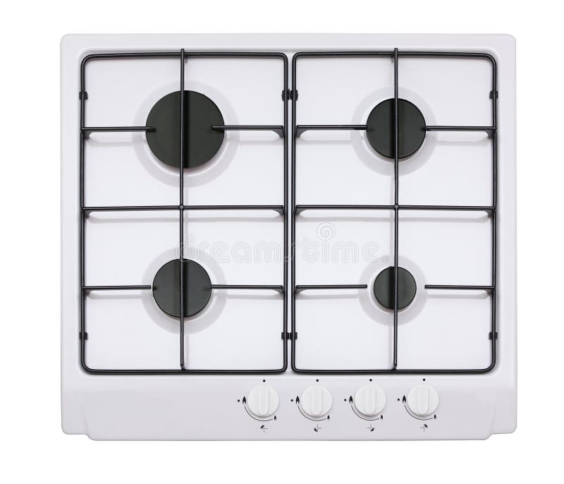 White gas hob stock photo. Image of button, modern, isolated 42202930