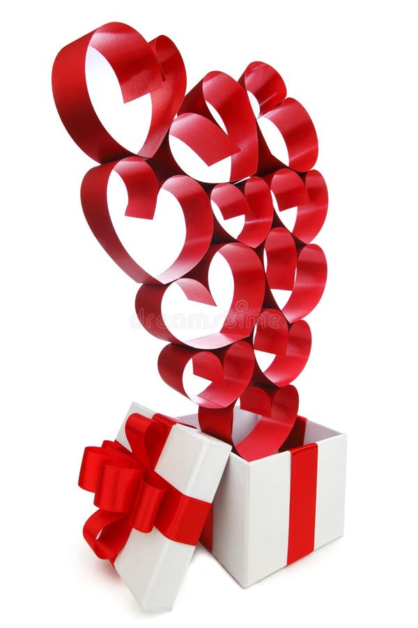 White Gift Box with Red Hearts Stock Photo Image of present, event