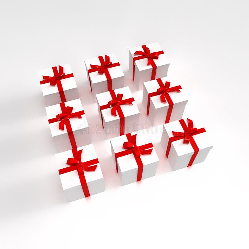White Gift Boxes in a Square Stock Illustration Illustration of