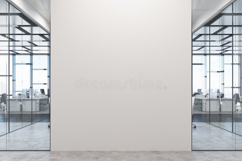 White and Glass Office, White Wall Stock Illustration - Illustration of  futuristic, center: 97376694