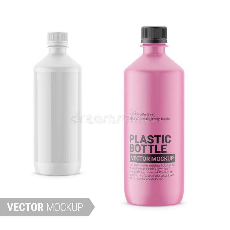 8 Matte Bottle W/ Glossy Label Mockup File PSD