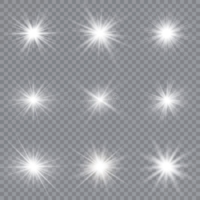 White Glowing Light Explodes on a Transparent Background. Sparkling ...