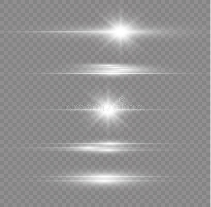 White Glowing Rays, Sparkle Horizontal Light Line Stock Vector ...