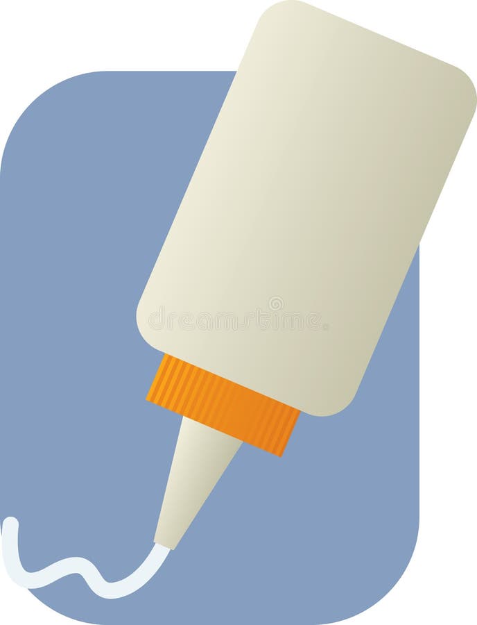 Illustration of a white glue applicator bottle. Applicator stick illustrations