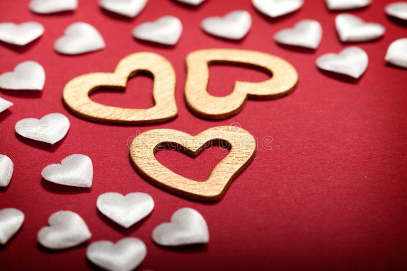 White and golden hearts royalty free stock photo