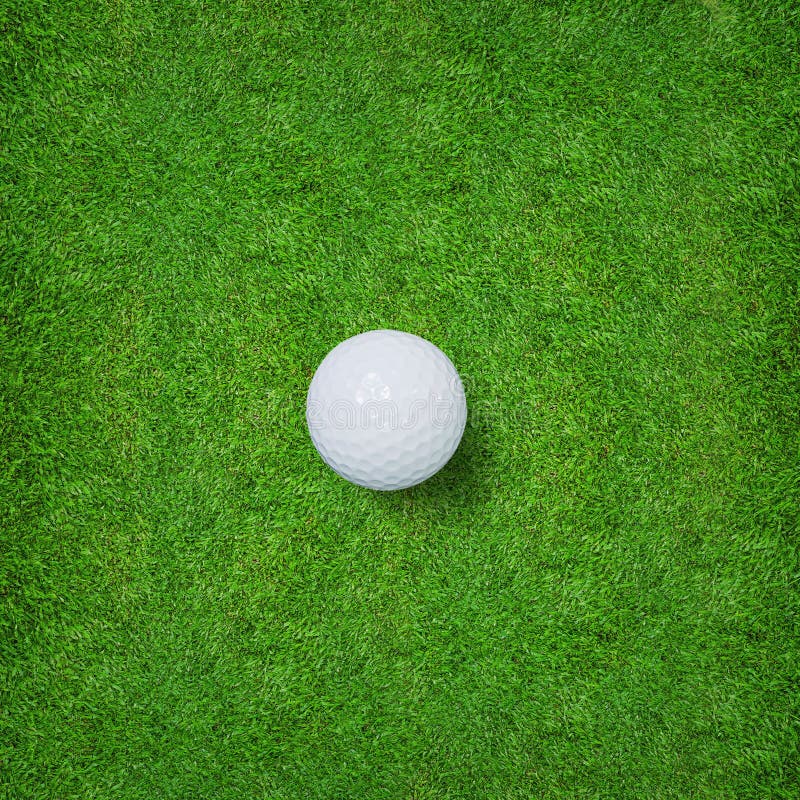 White Golf Ball On Green Grass Of Golf Course. Stock Photo Image of