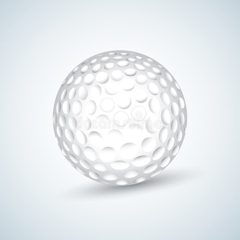 Golden Golf Ball Isolated On White Stock Illustration Illustration of