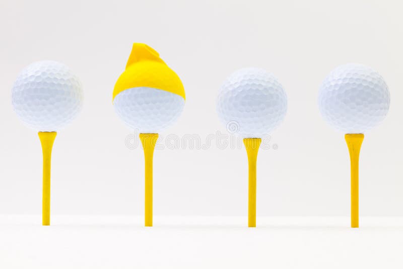 White Golf Balls With Funny Cap. Funny Golf Concept. Stock Image Image of putting, space 89585407