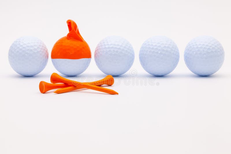 White Golf Balls With Funny Cap On The White Background. Stock Image Image of equipment, empty