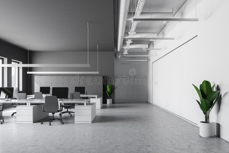 White and Gray Office Interior Stock Illustration Illustration of