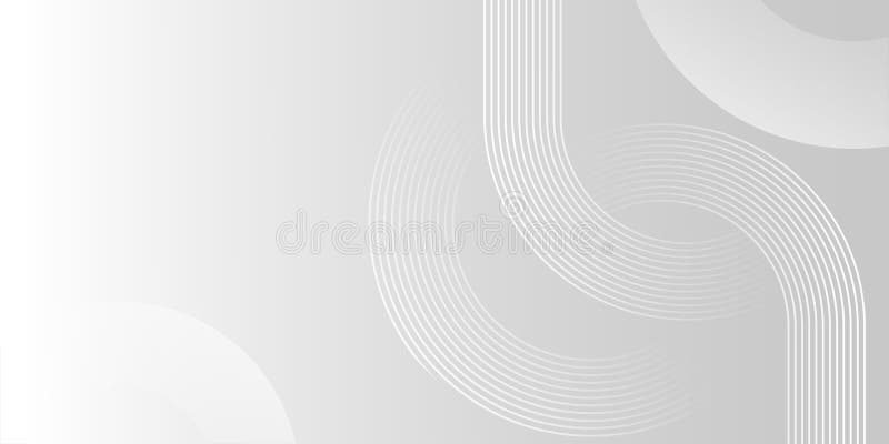 White-grey abstract background with white geometric circle and stripe lines design modern, minimal, futuristic royalty free illustration