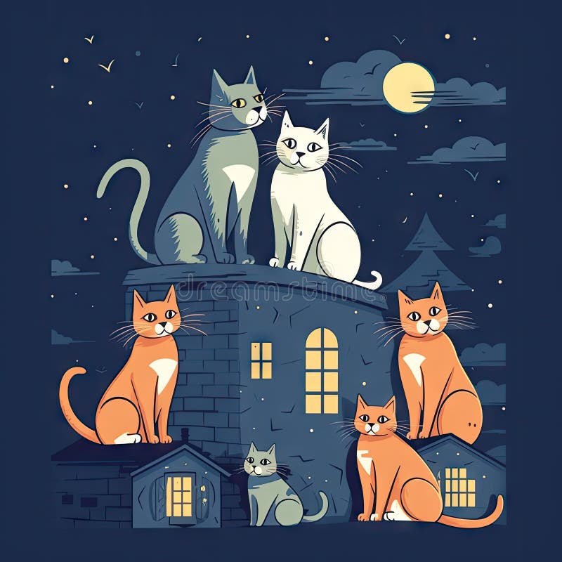 Two cats on the moon 13430417 Vector Art at Vecteezy