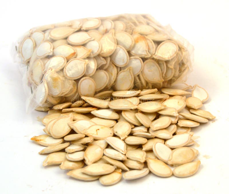 White Ground Large Pumpkin Seeds, Stock Photo Image of carob, meal