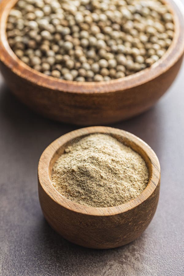 White Ground Pepper and Whole Peppercorn Spice in Bowl Stock Photo Image of spice, seasoning