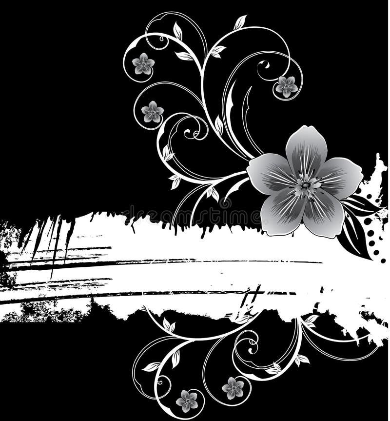 White grunge banner with flowers