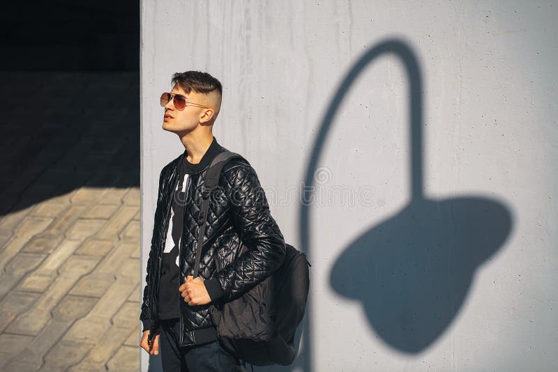 White Guy in Sunglasses on a Sunny Day. Lifestyle Stock Photo Image